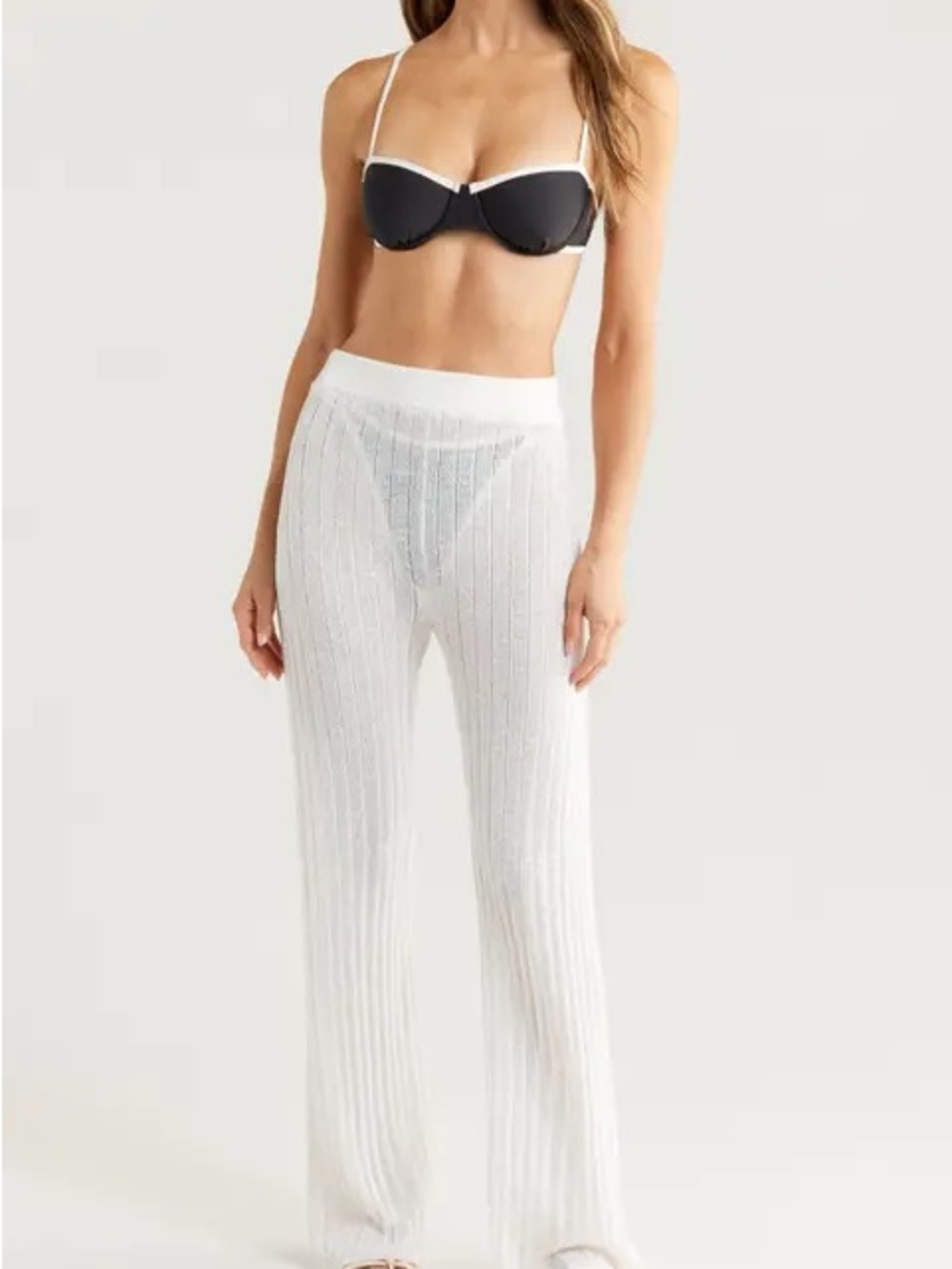 Solid and Striped Lightweight White Pants